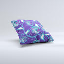 Purple & Blue Vector Floral Design Ink-Fuzed Decorative Throw Pillow