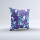 Purple & Blue Vector Floral Design Ink-Fuzed Decorative Throw Pillow