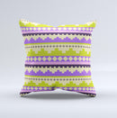 Purple & Green Tribal Ethic Geometric Pattern  Ink-Fuzed Decorative Throw Pillow