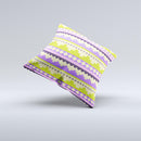Purple & Green Tribal Ethic Geometric Pattern  Ink-Fuzed Decorative Throw Pillow