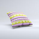 Purple & Green Tribal Ethic Geometric Pattern  Ink-Fuzed Decorative Throw Pillow