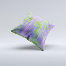 Purple Metal with Lime Green Rust  Ink-Fuzed Decorative Throw Pillow
