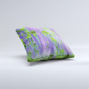 Purple Metal with Lime Green Rust  Ink-Fuzed Decorative Throw Pillow