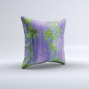 Purple Metal with Lime Green Rust  Ink-Fuzed Decorative Throw Pillow