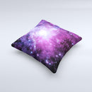 Purple Space Neon Explosion  Ink-Fuzed Decorative Throw Pillow