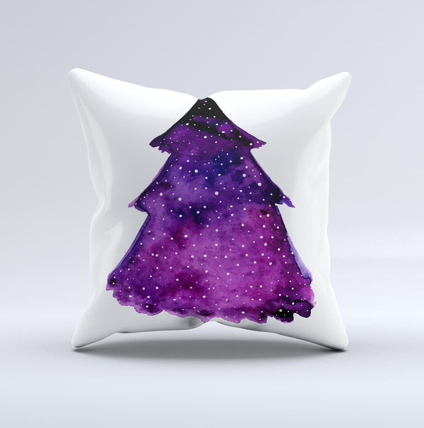 The Purple Watercolor Evergreen Tree ink-Fuzed Decorative Throw Pillow