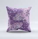 Purple & White Butterfly Elegance  Ink-Fuzed Decorative Throw Pillow