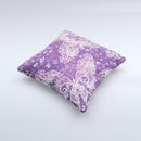 Purple & White Butterfly Elegance  Ink-Fuzed Decorative Throw Pillow