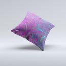 Purple and Blue Electric Swirels  Ink-Fuzed Decorative Throw Pillow