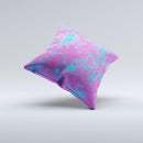 Purple and Blue Paintburst  Ink-Fuzed Decorative Throw Pillow