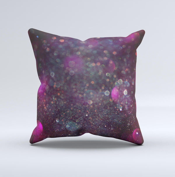 The Purple and Pink Unfocused Glowing Light Orbs ink-Fuzed Decorative Throw Pillow
