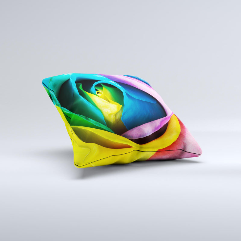 The Rainbow Dyed Rose V3 ink-Fuzed Decorative Throw Pillow