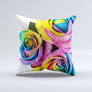 The Rainbow Dyed Roses ink-Fuzed Decorative Throw Pillow