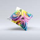 The Rainbow Dyed Roses ink-Fuzed Decorative Throw Pillow