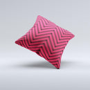 Red & Black Sketch Chevron  Ink-Fuzed Decorative Throw Pillow
