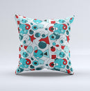 Red & Blue Abstract Shapes Ink-Fuzed Decorative Throw Pillow