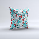 Red & Blue Abstract Shapes Ink-Fuzed Decorative Throw Pillow