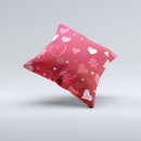 Red Sketched Love Hearts Illustrastion Ink-Fuzed Decorative Throw Pillow