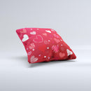 Red Sketched Love Hearts Illustrastion Ink-Fuzed Decorative Throw Pillow
