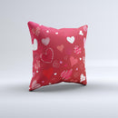 Red Sketched Love Hearts Illustrastion Ink-Fuzed Decorative Throw Pillow