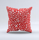 Red Vector Floral Sprout  Ink-Fuzed Decorative Throw Pillow