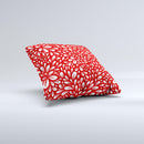 Red Vector Floral Sprout  Ink-Fuzed Decorative Throw Pillow