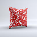 Red Vector Floral Sprout  Ink-Fuzed Decorative Throw Pillow