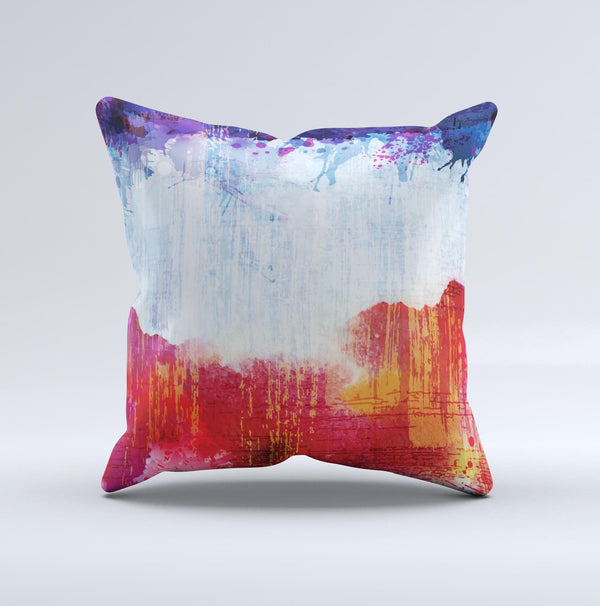 The Red White & Blue Paint Splotches ink-Fuzed Decorative Throw Pillow