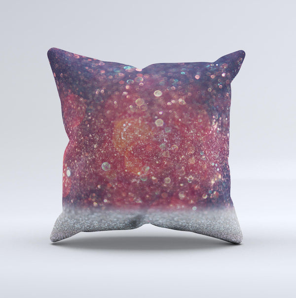 The Red and Blue Glowing Orbs with Silver Sparkle ink-Fuzed Decorative Throw Pillow