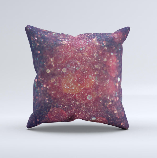 The Red and Blue Unfocused Shimmer Lights ink-Fuzed Decorative Throw Pillow