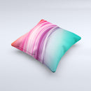 Red to Green Electric Wave  Ink-Fuzed Decorative Throw Pillow