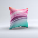 Red to Green Electric Wave  Ink-Fuzed Decorative Throw Pillow