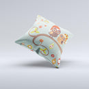 Retro Christmas Owls with Ornaments  Ink-Fuzed Decorative Throw Pillow