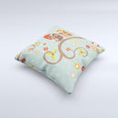 Retro Christmas Owls with Ornaments  Ink-Fuzed Decorative Throw Pillow