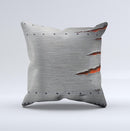 Ripped Red-Core Metal  Ink-Fuzed Decorative Throw Pillow