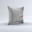 Ripped Red-Core Metal  Ink-Fuzed Decorative Throw Pillow
