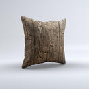 Rough Textured Dark Wooden Planks  Ink-Fuzed Decorative Throw Pillow