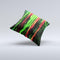 The Running Neon Green and Coral WaterColor Paint ink-Fuzed Decorative Throw Pillow
