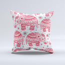 The Sacred Red Elephant and Polkadots ink-Fuzed Decorative Throw Pillow