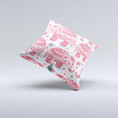 The Sacred Red Elephant and Polkadots ink-Fuzed Decorative Throw Pillow