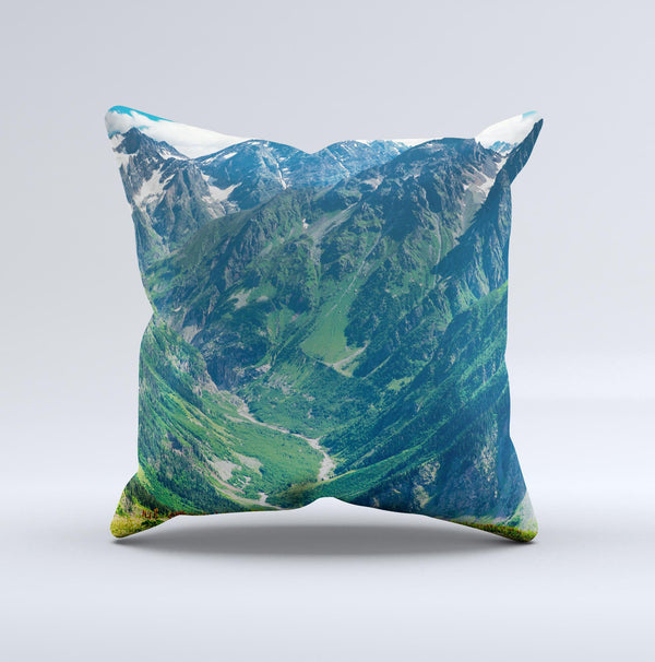 The Scenic Mountaintops ink-Fuzed Decorative Throw Pillow