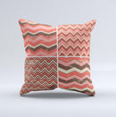 Scratched Coral & Brown Layered Chevron All Ink-Fuzed Decorative Throw Pillow