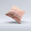 Scratched Coral & Brown Layered Chevron All Ink-Fuzed Decorative Throw Pillow