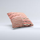 Scratched Coral & Brown Layered Chevron All Ink-Fuzed Decorative Throw Pillow