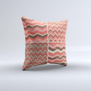 Scratched Coral & Brown Layered Chevron All Ink-Fuzed Decorative Throw Pillow