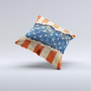 Scratched Surface Peeled American Flag  Ink-Fuzed Decorative Throw Pillow