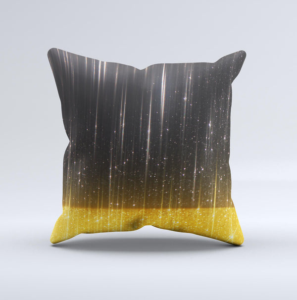 The Scratched Surface with Glowing Gold Sparkle ink-Fuzed Decorative Throw Pillow