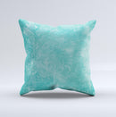 Scratched Turquoise Surface Ink-Fuzed Decorative Throw Pillow