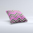 Scratched Vintage Chevron Surface  Ink-Fuzed Decorative Throw Pillow