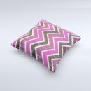 Scratched Vintage Chevron Surface  Ink-Fuzed Decorative Throw Pillow